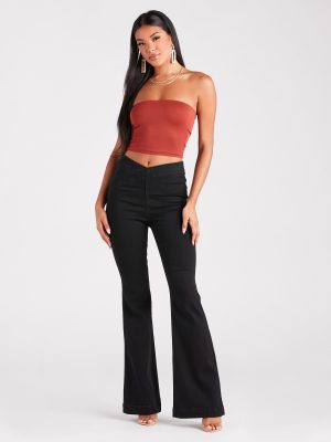 Snatched Style V-Cut Waist Flare Jeans
