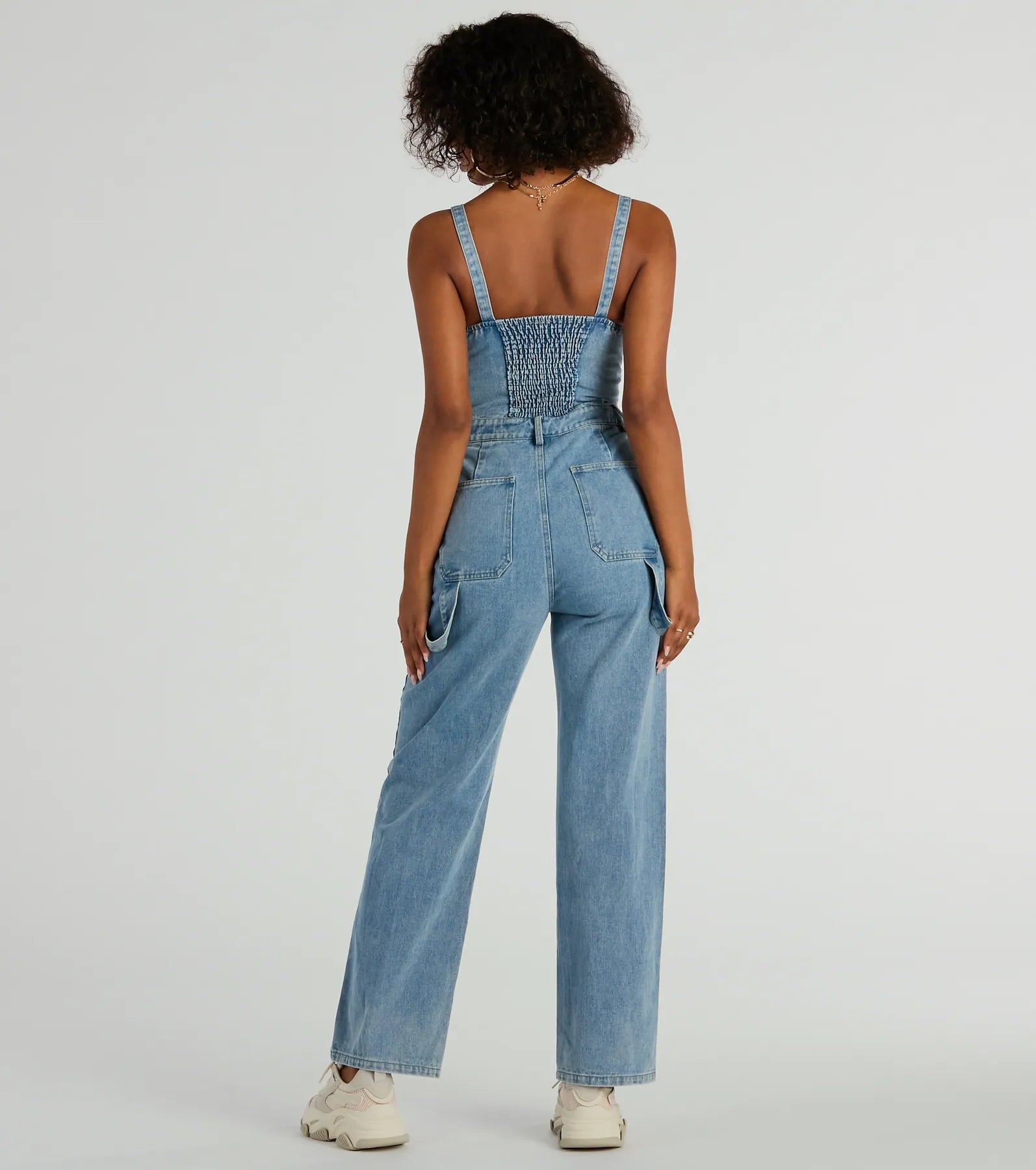 Trendy Perfection Button Up Wide Leg Denim Jumpsuit - Image 2