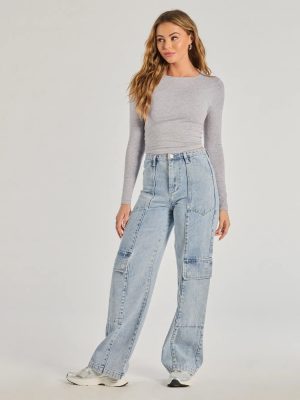 Streetwear Vibe High-Rise Cargo Denim Jeans