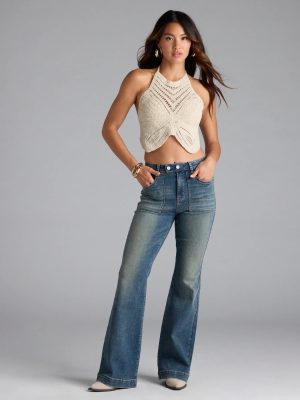 Word On The Street Mid-Rise Flare Denim Jeans