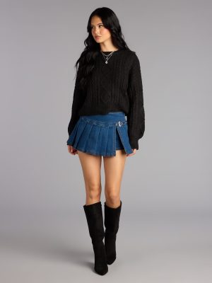Cool Intentions Pleated Denim Mini Skort