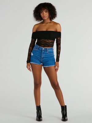Weekend Fray High Rise Denim Shorts