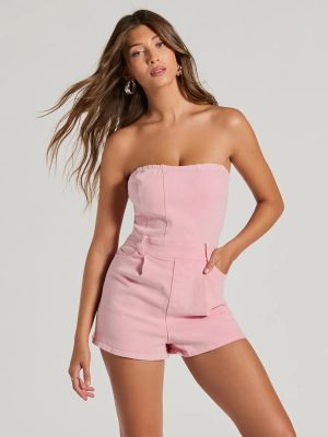 On Your Wishlist Strapless Denim Romper