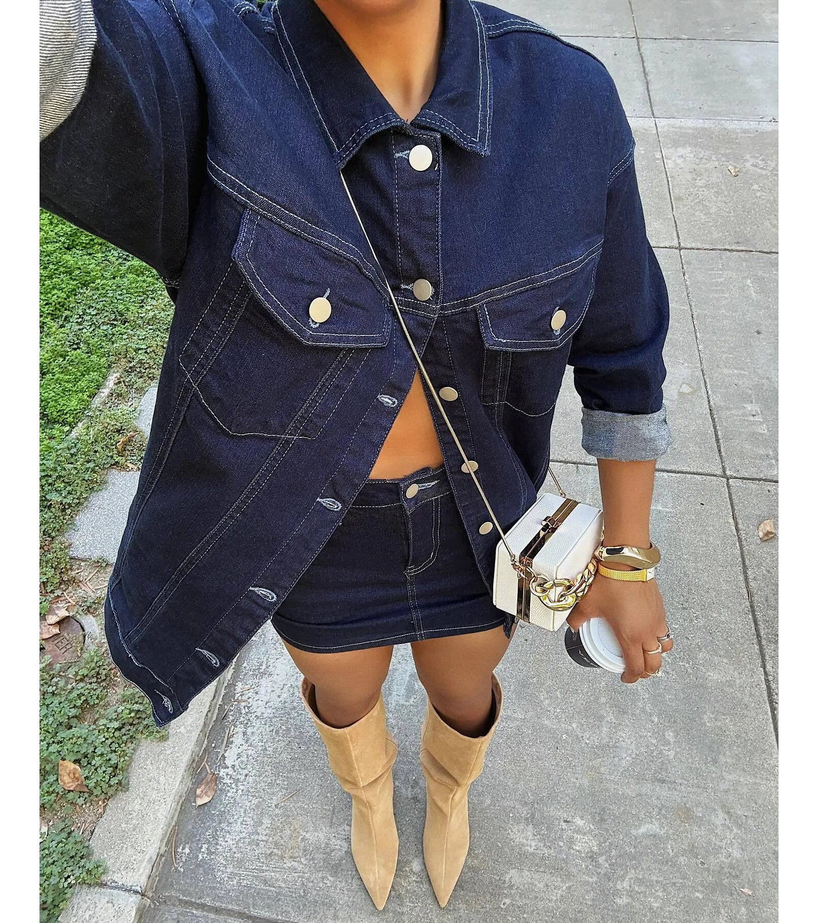 Admirable Aesthetic Mid-Rise Denim Skort - Image 6