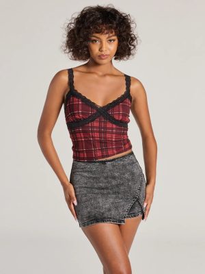 Edgy Style Acid-Wash Denim Skort