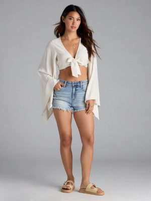 New Addiction Mid-Rise Fray Denim Shorts
