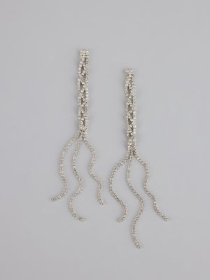 Twisted Shine Rhinestone Fringe Earrings