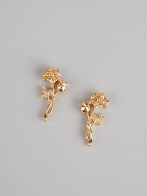 Gilded Garden Rose Stud Earrings