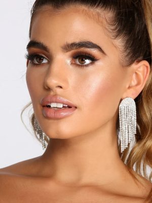 Dreaming Of Diamonds Rhinestone Fringe Earrings