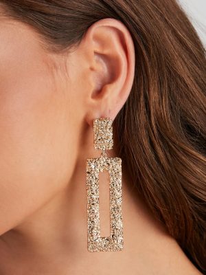Textured Long Door Knocker Earrings