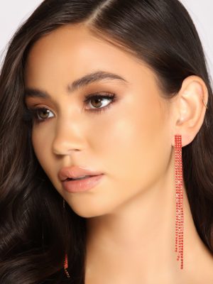 Up To No Good Rhinestone Fringe Earring