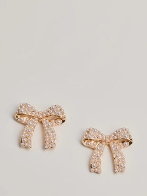 Sweet Impression Faux Pearl Bow Earrings