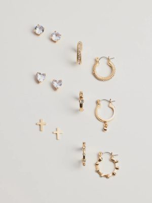 Trendy Six-Pack Stud And Hoop Earrings Set
