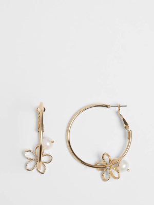 Luxe Bloom Pearl Flower Hoop Earrings