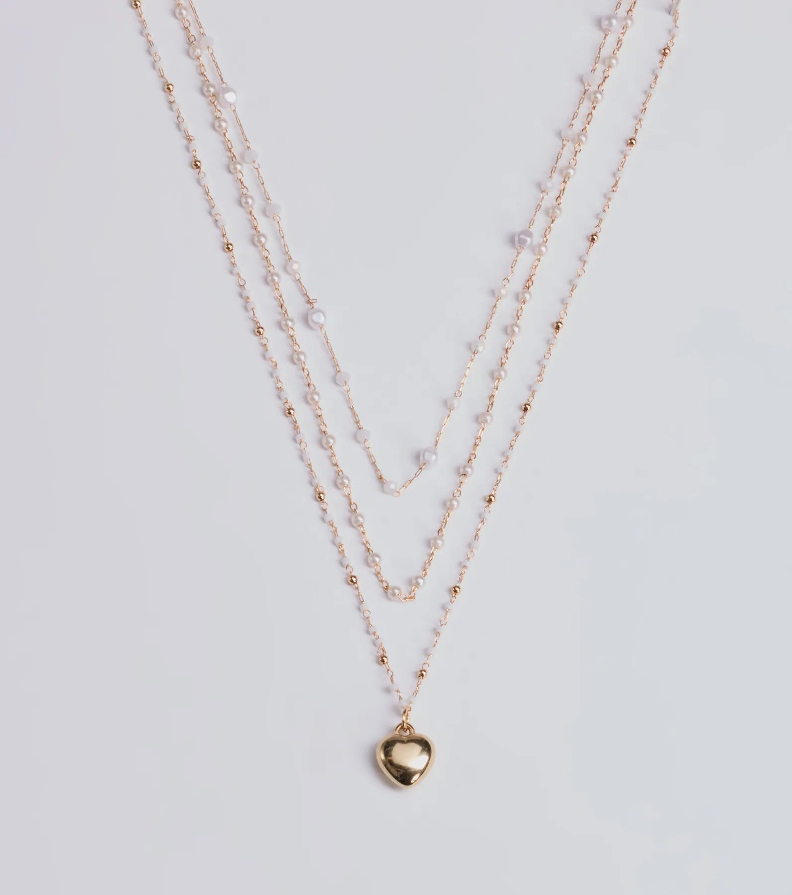 All My Heart Faux Pearl Lariat Pendant Necklace Set