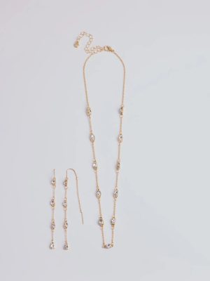 Delicate Ice Rhinestone Necklace And Earrings Set
