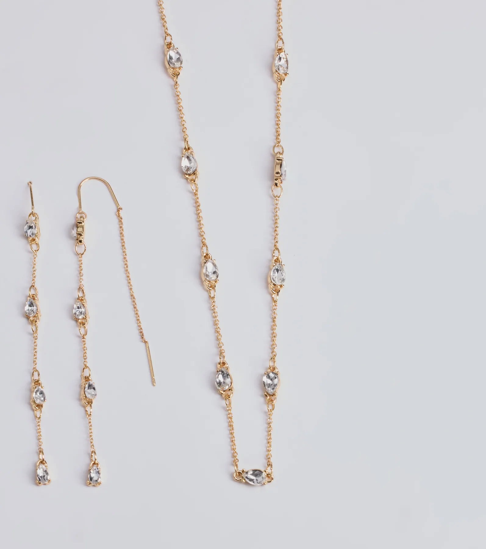 Delicate Ice Rhinestone Necklace And Earrings Set - Image 2