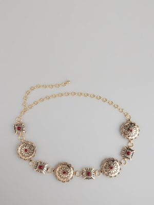 Western Bloom Stone Concho Chain Belt