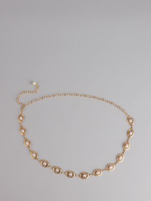 Vintage Charm Pearl Chain Belt