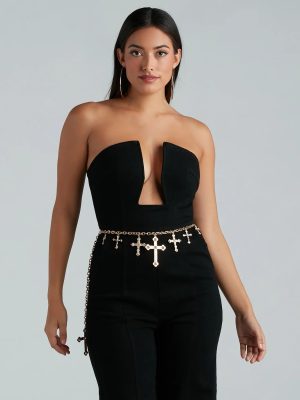 Bold And Glamorous Cross Charm Chain Belt