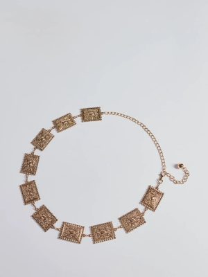 Boho Vibe Etched Concho Chain Belt