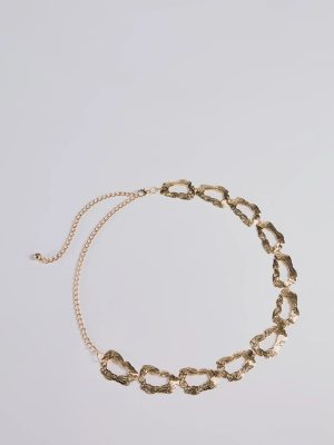 Boldly Chic Abstract Hammered Metal Chain Belt
