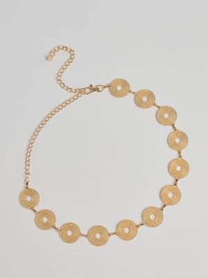 Boho Chic Textured Disc Chain Metal Belt