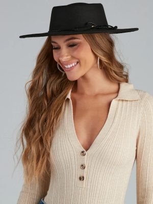 Lasso Of Style Faux Wool Boater Hat