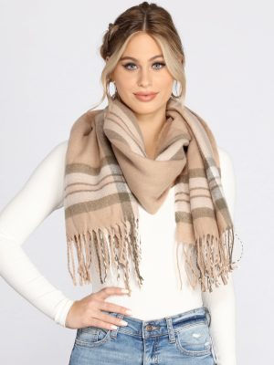 Classic Chic Plaid Fringe Scarf