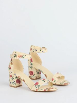 Chic Steps Floral Low Block Heels