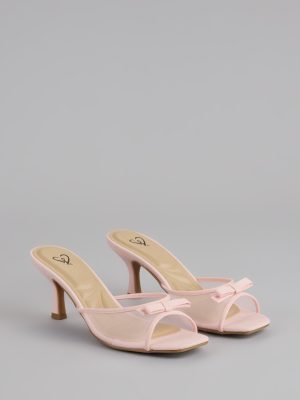 Dainty Drama Mesh Bow Kitten Mules