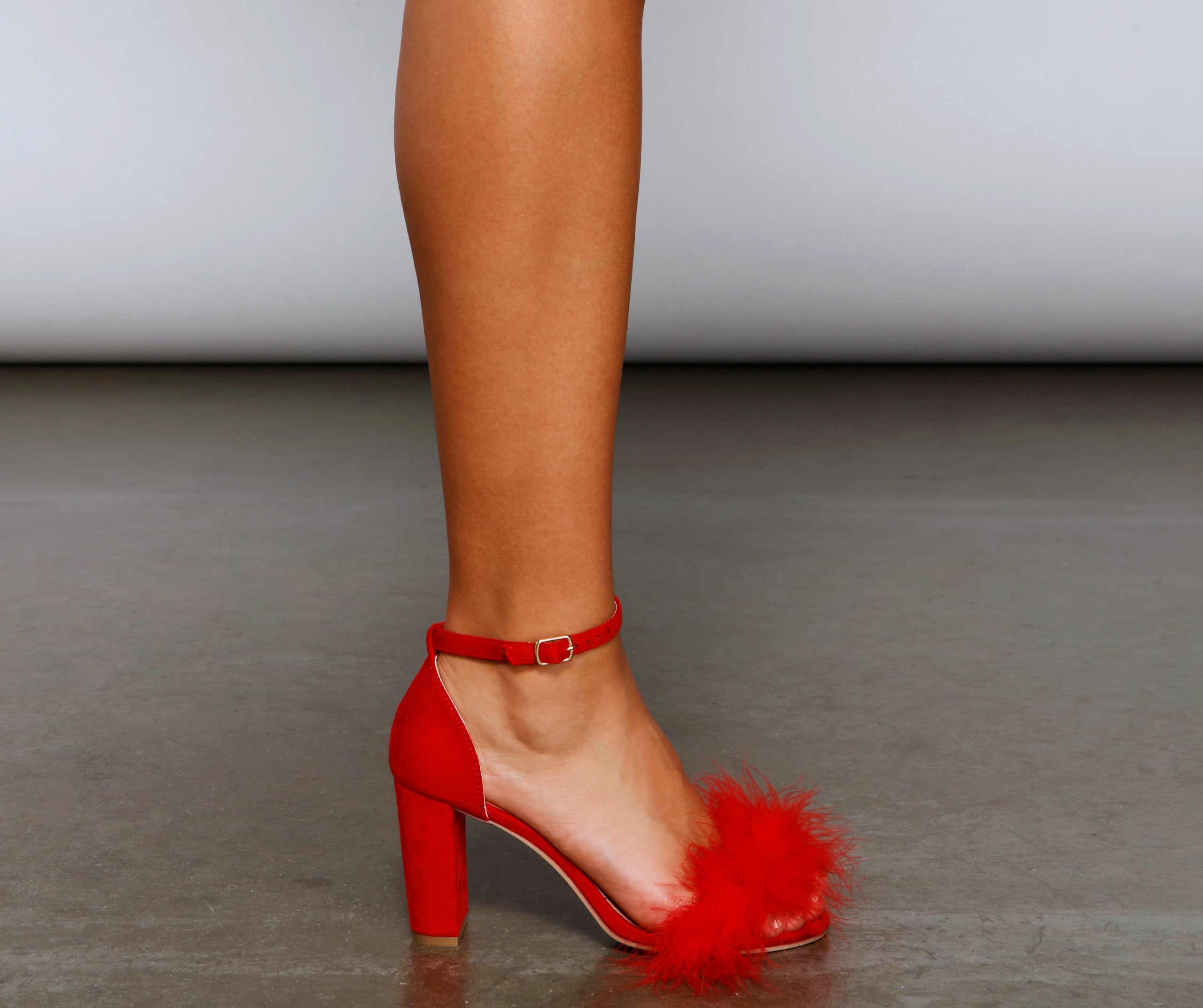 Glam It Up Marabou Block Heels - Image 4