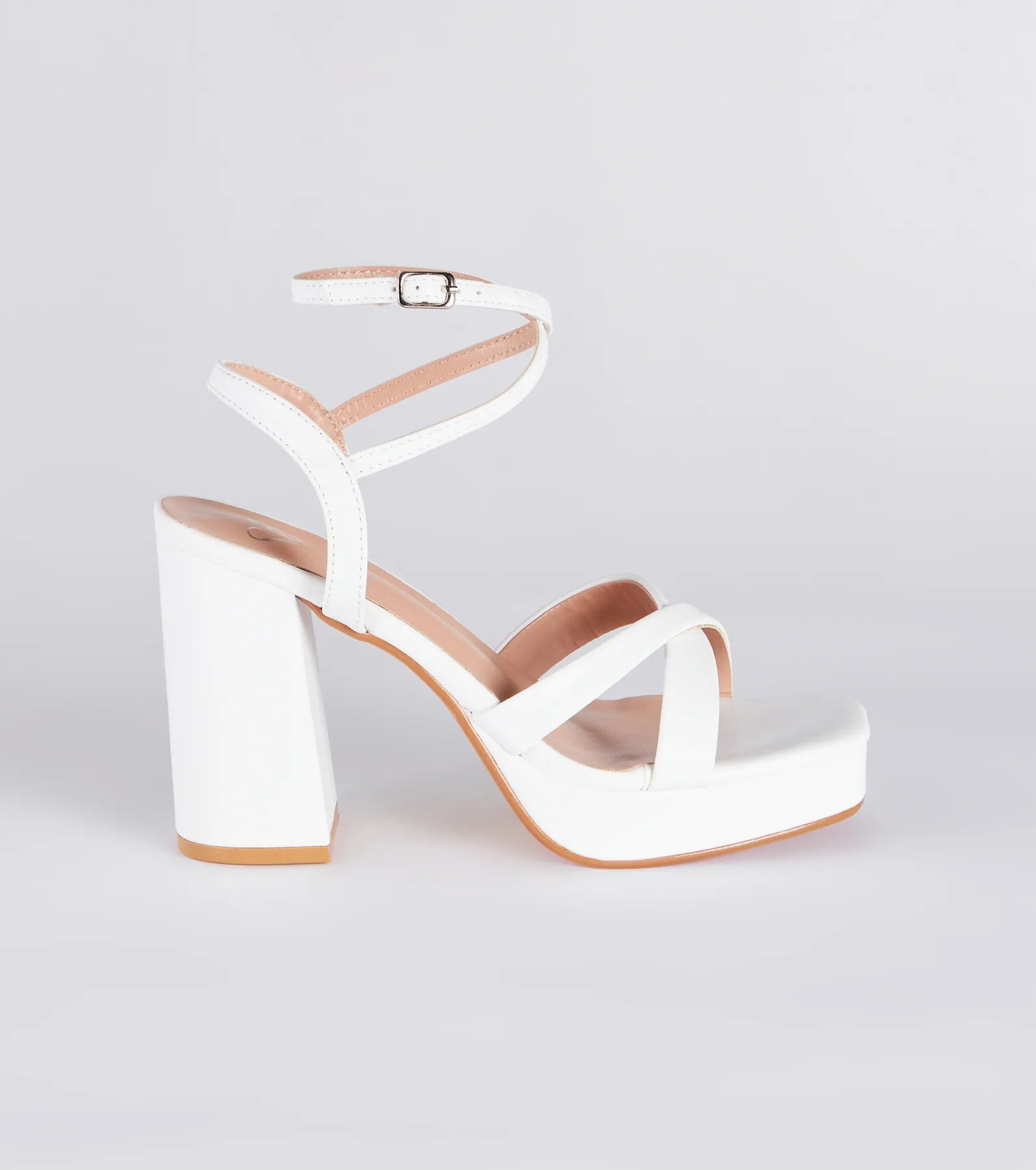 Criss Cross And Tell Platform Block Heels - Image 2