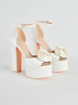 Fashion Strut Satin Rose Platform Heels