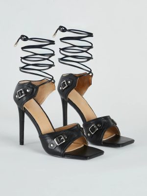 Strapped In Edge Buckle Detail Stiletto Heels