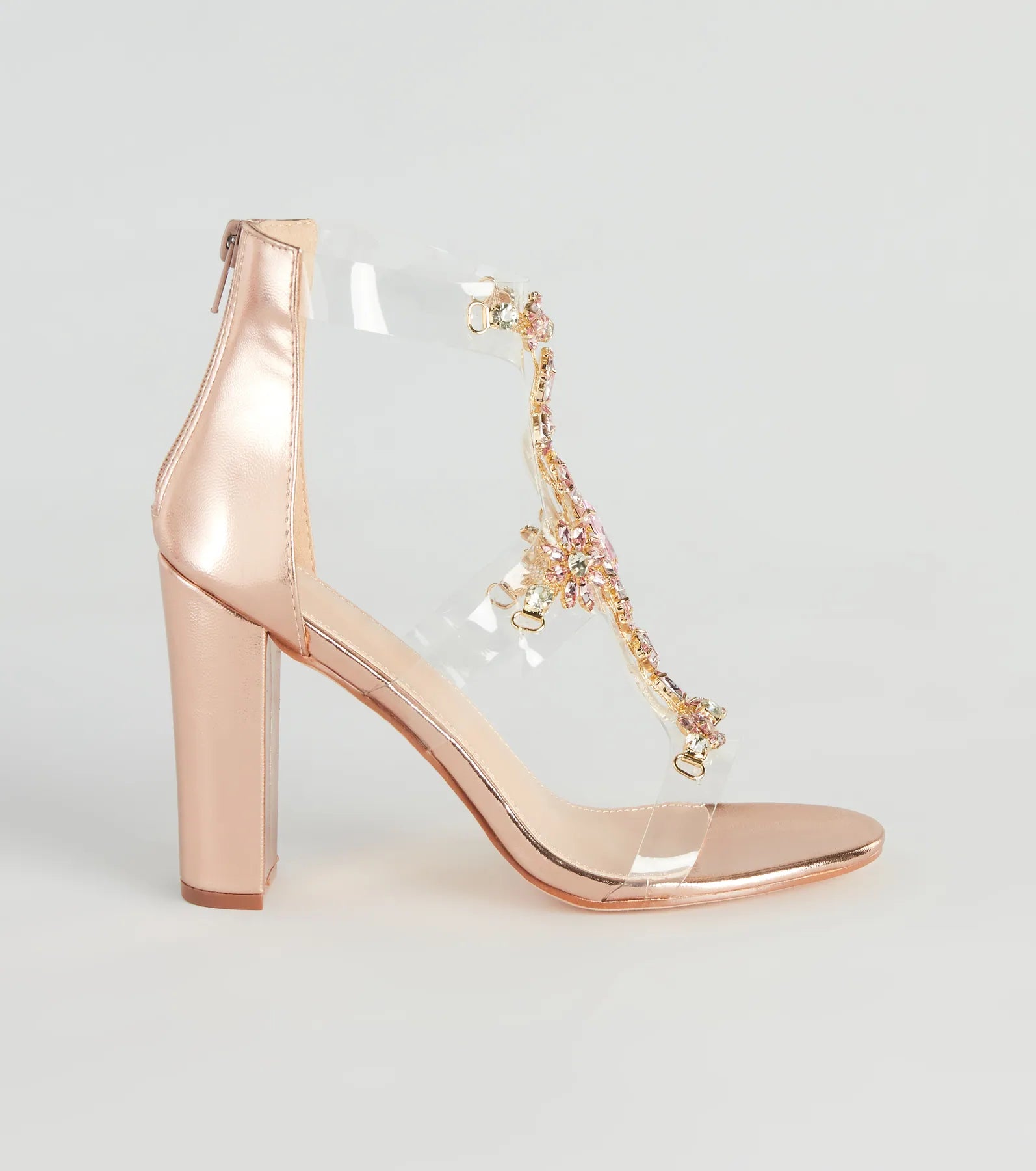 Gorgeous Glam Gemstone Metallic Block Heels - Image 2