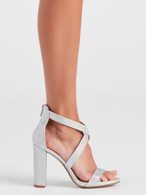 There She Glows Rhinestone Block Heels