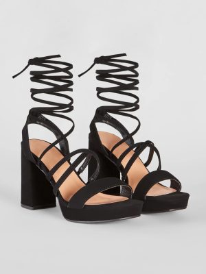 Drama Alert Lace-Up Platform Block Heels