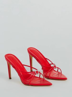 Heart And Soul Strappy Rhinestone Stiletto Mules