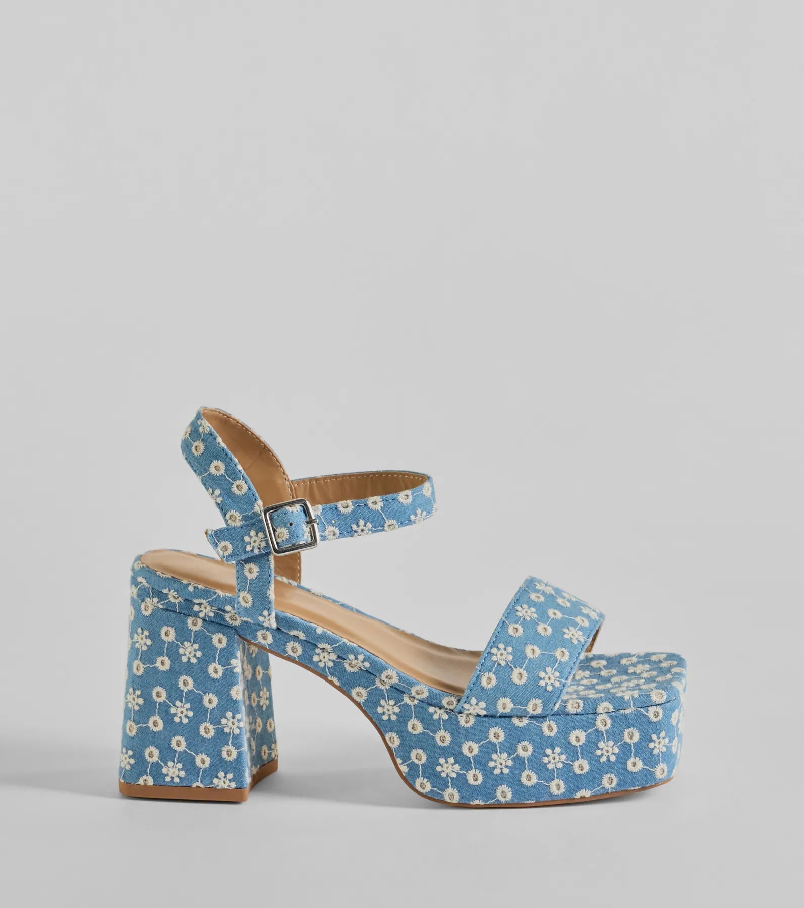 Darling Daisy Platform Denim Block Heels - Image 2
