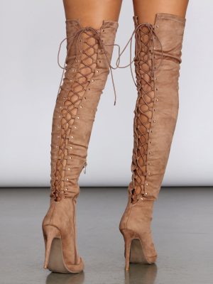 Lace Back Stiletto Boots