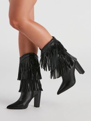 Line Dance Fringe Cowgirl Boots