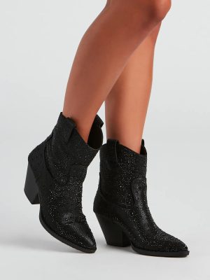 Glitzy Rhinestone Western Booties