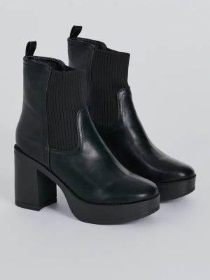 Next Level Style Faux Leather Platform Booties
