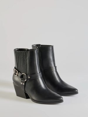 Sleek Strut Moto Western Ankle Booties
