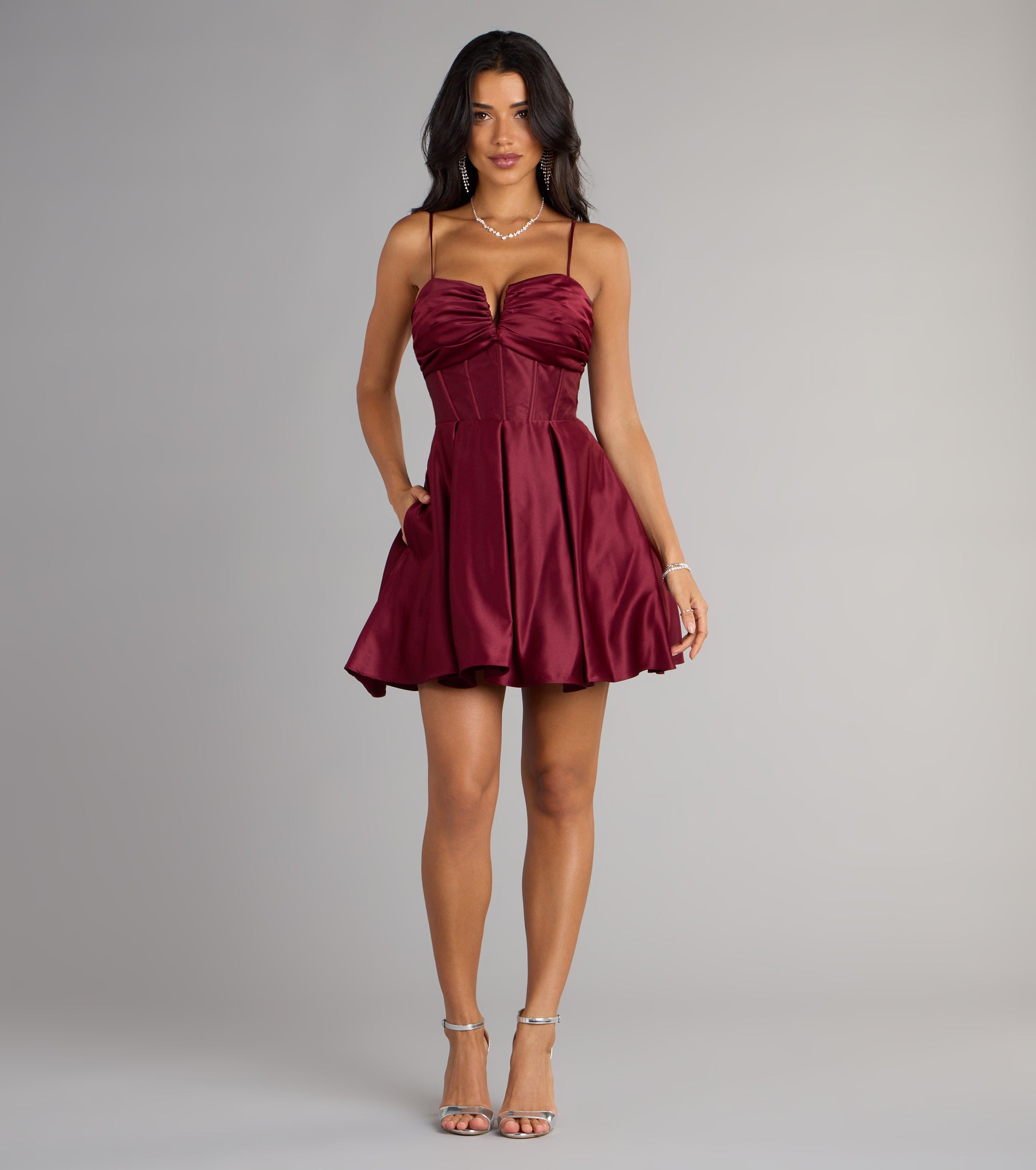 Joelle Satin Corset Skater Dress - Image 7