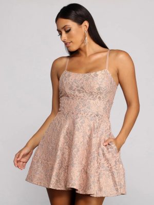 Angela Glitter Lace Party Dress