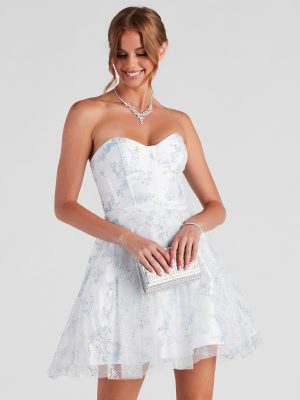 Zariah Formal Floral Glitter Party Dress