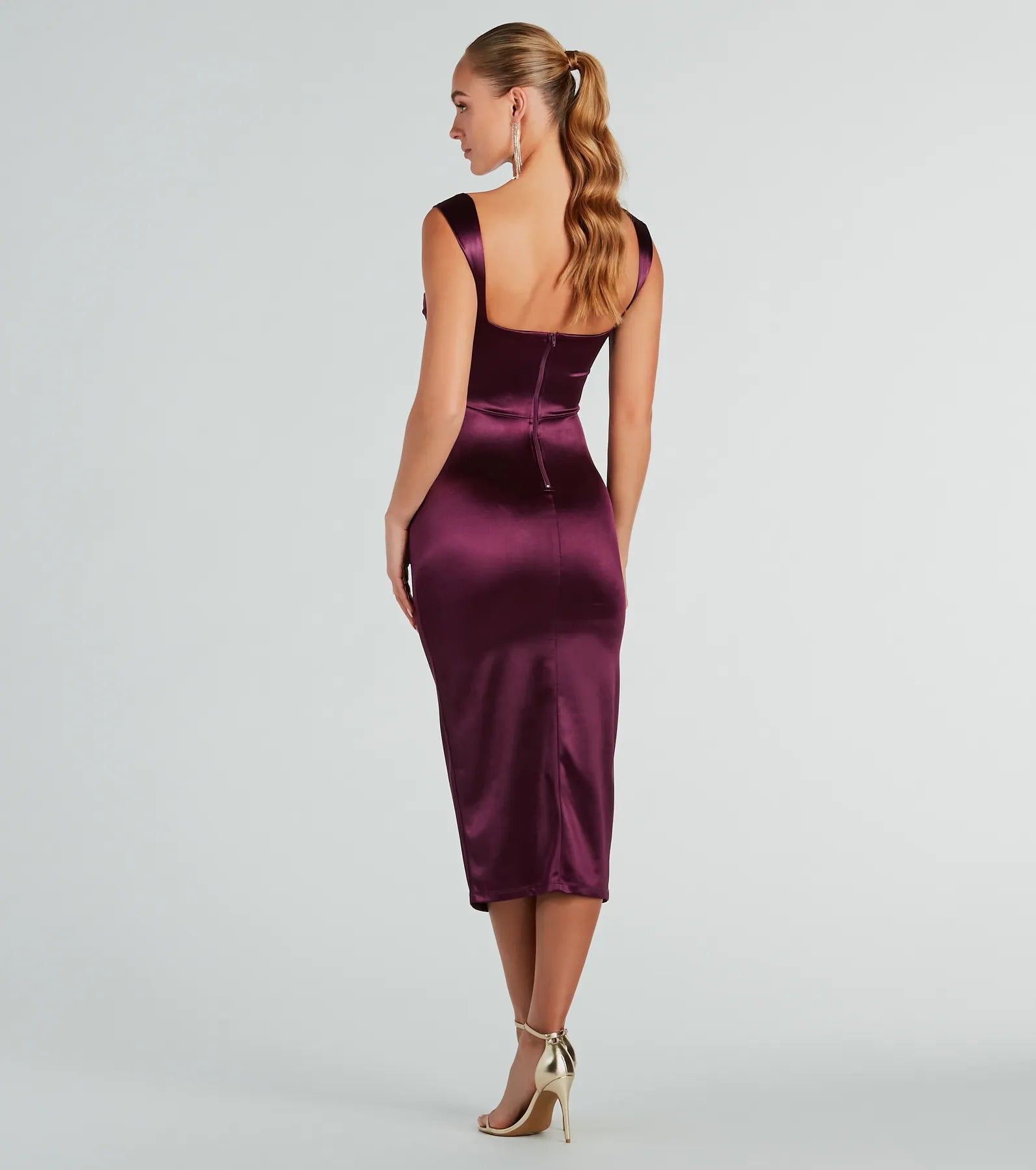 Marnie Formal Satin Corset Midi Dress - Image 2