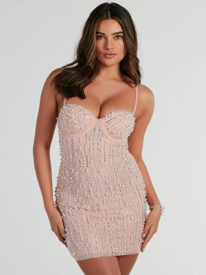 Devon Sweetheart Faux Pearl Rhinestone Party Dress